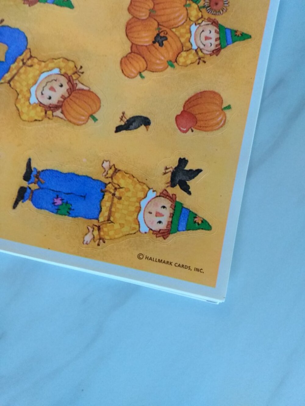 Vintage 90s Halloween Stickers Hallmark Patchwork Pumpkins and Scarecrows - Picture 5 of 16